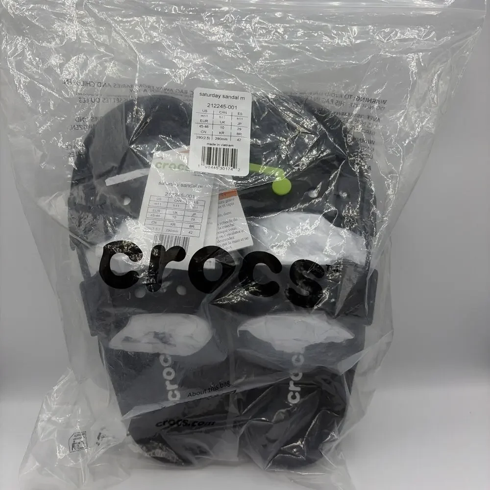 Crocs Saturday Sandals Black Buckle Limited Edition Men’s Sz 11 EU 46 NWT
